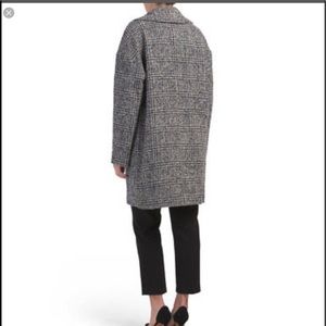 Navy Multi Plaid Coat Jacket 